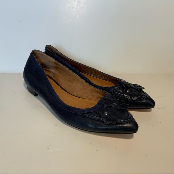 Córso Como Navy Blue Pointed Toe Flats - Picture 2 of 6